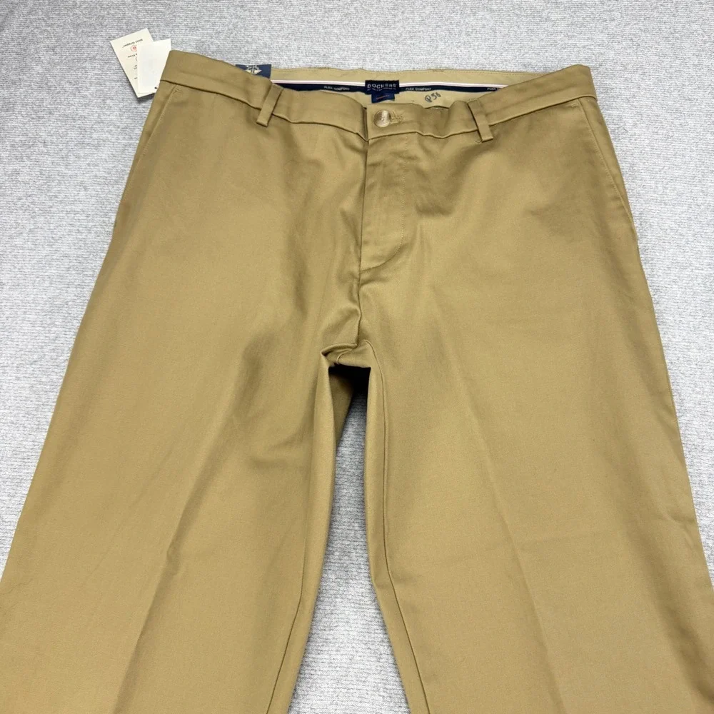 Dockers Signature Khaki Mens 36x30 Tan Straight Fit‎ Lux Cotton Stretch MSRP $62